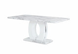 71" White Marble Pedestal Base Dining Table - Homeroots