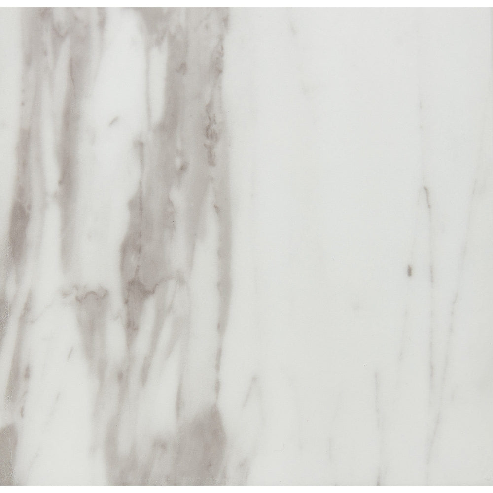 71" Gray and White And Silver Marble And Stainless Steel Pedestal Base Dining Table - Homeroots - Flyclothing LLC