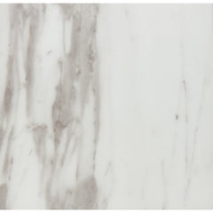 71" Gray and White And Silver Marble And Stainless Steel Pedestal Base Dining Table - Homeroots
