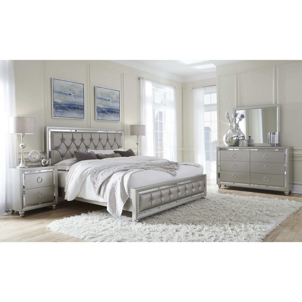 Solid Wood Full Tufted Silver Upholstered Linenno Bed With Nailhead Trim - Homeroots - Flyclothing LLC