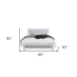 Solid Wood King White Upholstered Faux Leatherno Bed - Homeroots - Flyclothing LLC