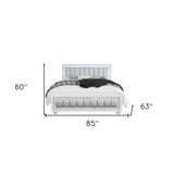 Solid Wood King White Upholstered Faux Leatherno Bed - Homeroots - Flyclothing LLC