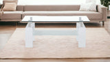 43" Clear And White Glass Coffee Table With Shelf - Homeroots
