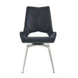 Set of Two Black And Silver Upholstered Faux Leather Dining s - Homeroots
