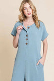 BOMBOM Rib Knit Jumpsuit with Button Detail - Trendsi - Flyclothing LLC