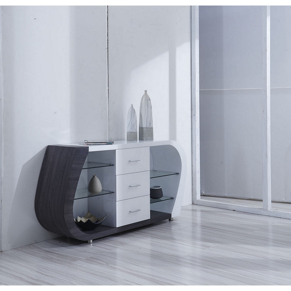 White And Grey Multi Tone Buffet With 3 Drawers - Homeroots
