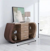 Oak And Walnut Multi Tone Buffet With 3 Drawers - Homeroots - Flyclothing LLC