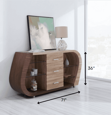 Oak And Walnut Multi Tone Buffet With 3 Drawers - Homeroots - Flyclothing LLC