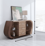 Oak And Walnut Multi Tone Buffet With 3 Drawers - Homeroots - Flyclothing LLC