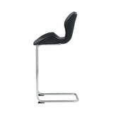 Set of Four 26 " Black And Silver Metal Low Back Bar Height Bar Chairs - Homeroots