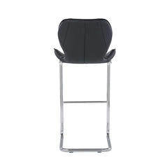 Set of Four 26 " Black And Silver Metal Low Back Bar Height Bar Chairs