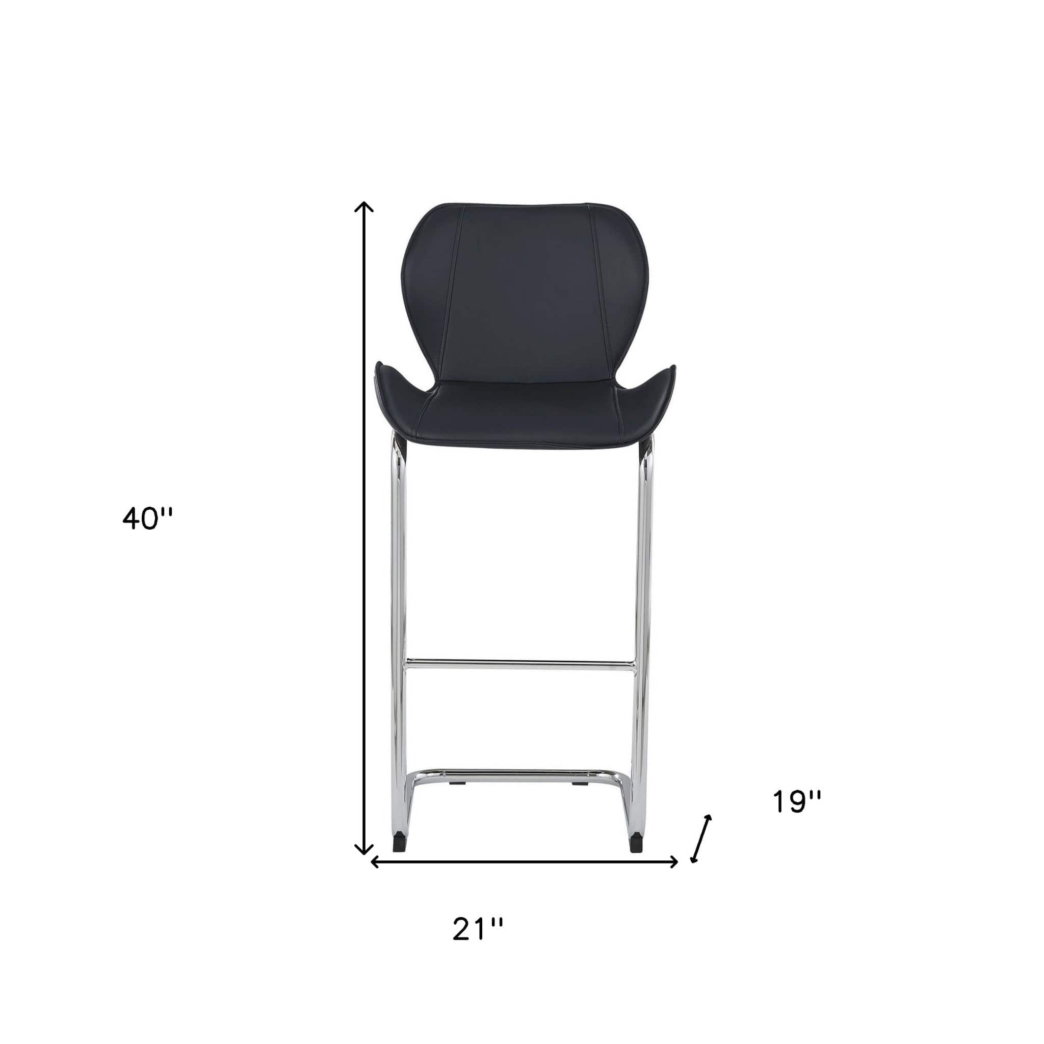 Set of Four 26 " Black And Silver Metal Low Back Bar Height Bar Chairs - Homeroots