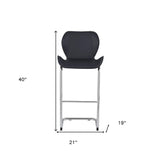 Set of Four 26 " Black And Silver Metal Low Back Bar Height Bar Chairs - Homeroots - Flyclothing LLC