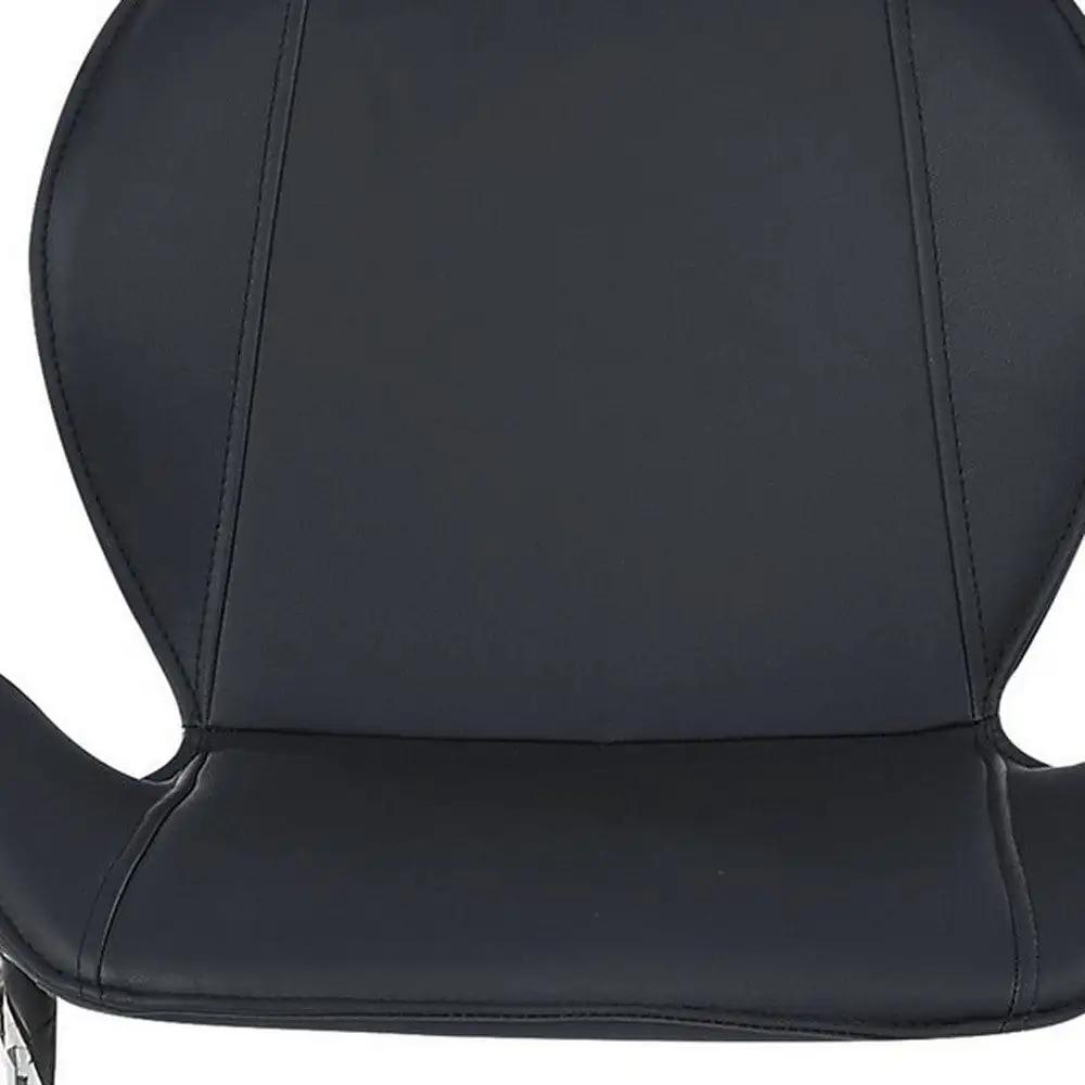 Set of Four 26 " Black And Silver Metal Low Back Bar Height Bar Chairs - Homeroots - Flyclothing LLC