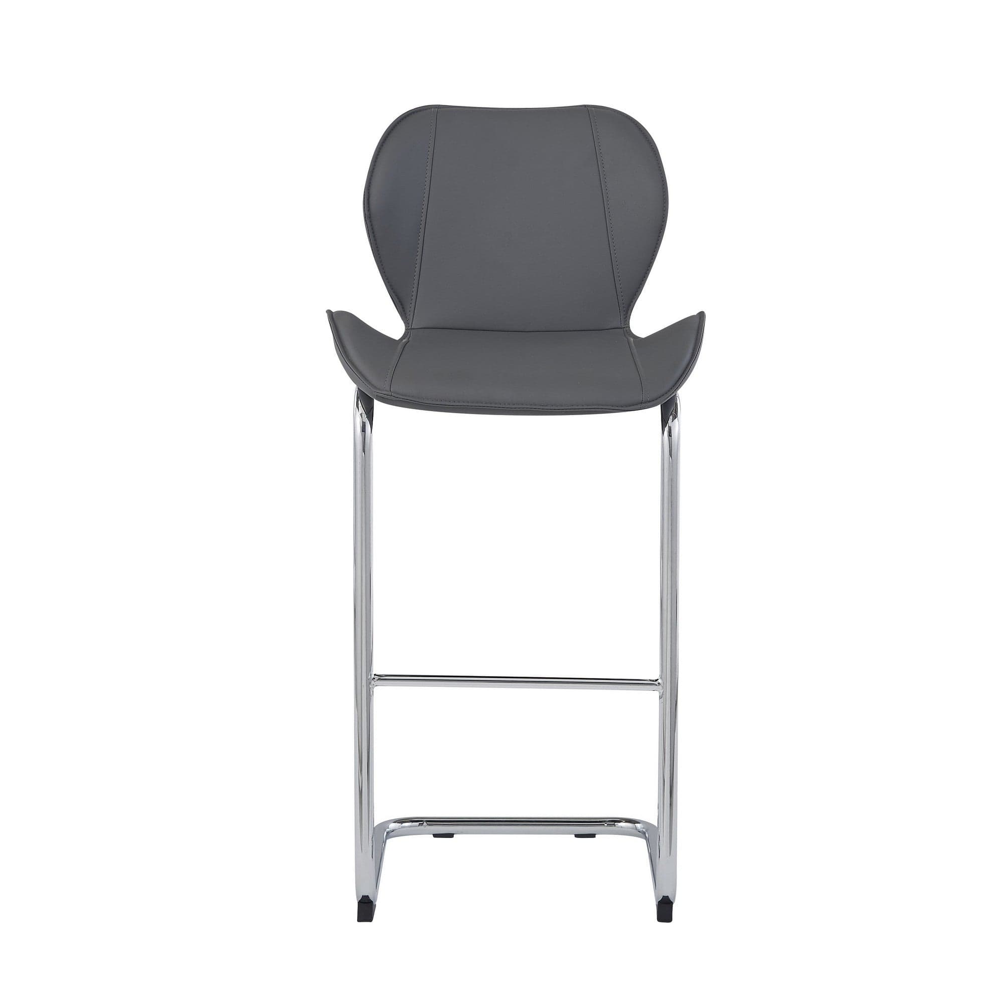 Set of Four 26 " Gray And Silver Metal Low Back Bar Height Bar Chairs - Homeroots