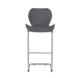 Set of Four 26 " Gray And Silver Metal Low Back Bar Height Bar Chairs - Homeroots