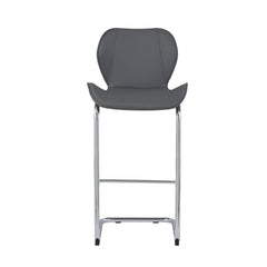Set of Four 26 " Gray And Silver Metal Low Back Bar Height Bar Chairs - Homeroots