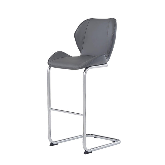 Set of Four 26 " Gray And Silver Metal Low Back Bar Height Bar Chairs - Homeroots
