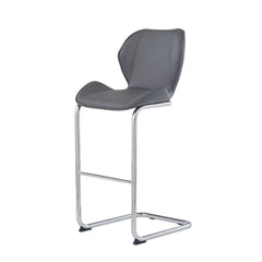 Set of Four 26 " Gray And Silver Metal Low Back Bar Height Bar Chairs - Homeroots