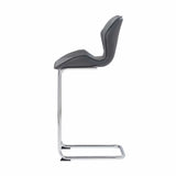 Set of Four 26 " Gray And Silver Metal Low Back Bar Height Bar Chairs - Homeroots
