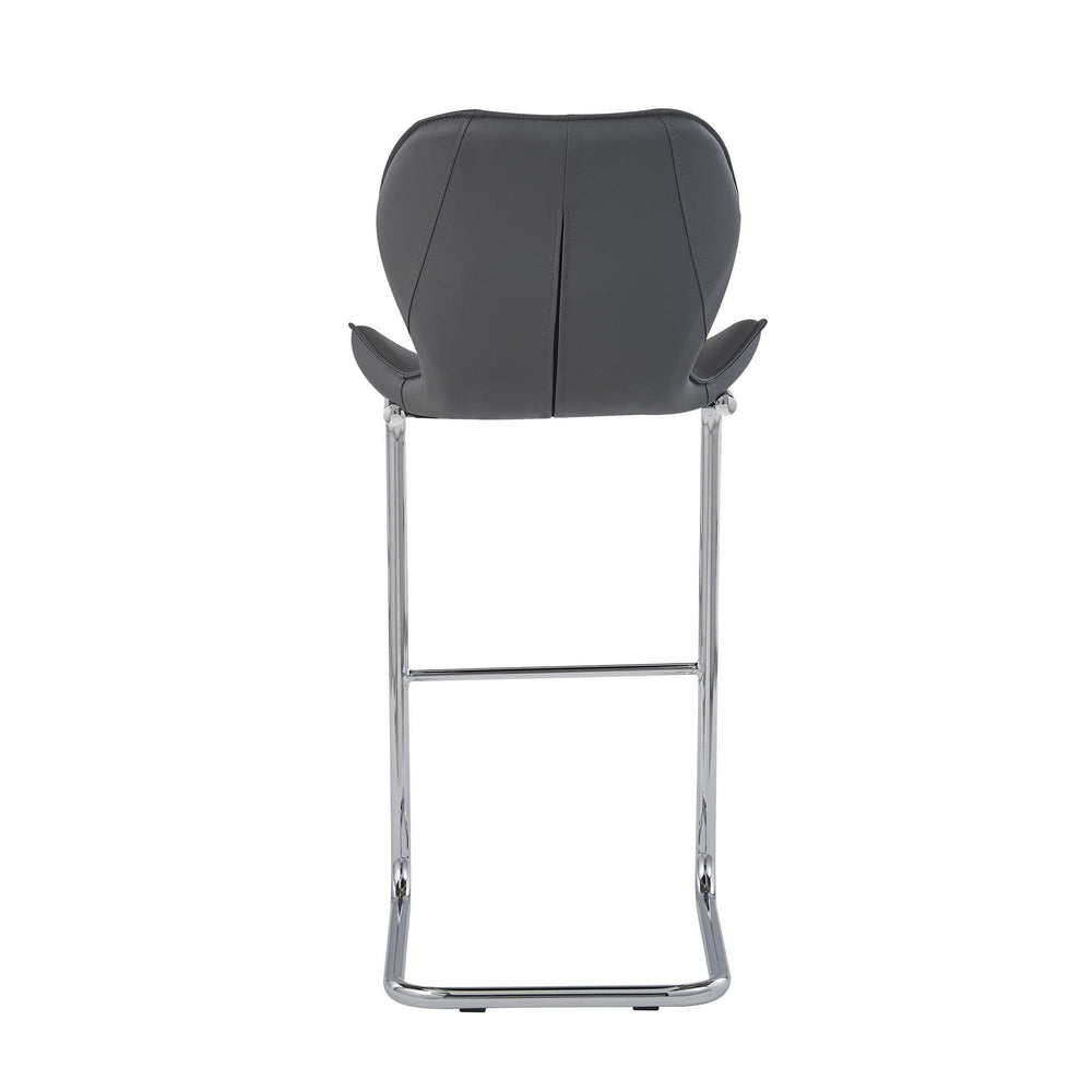 Set of Four 26 " Gray And Silver Metal Low Back Bar Height Bar Chairs - Homeroots - Flyclothing LLC