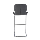 Set of Four 26 " Gray And Silver Metal Low Back Bar Height Bar Chairs - Homeroots - Flyclothing LLC