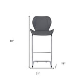 Set of Four 26 " Gray And Silver Metal Low Back Bar Height Bar Chairs - Homeroots - Flyclothing LLC