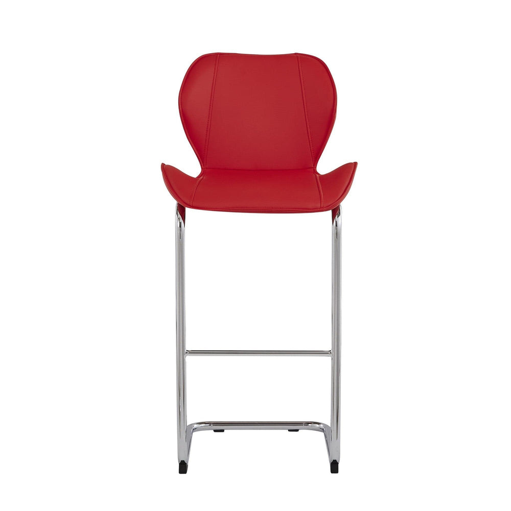 Set of Four 26 " Red And Silver Metal Low Back Bar Height Bar Chairs - Homeroots - Flyclothing LLC