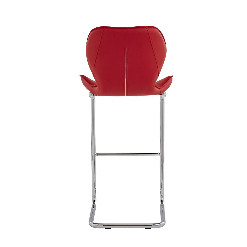 Set of Four 26 " Red And Silver Metal Low Back Bar Height Bar Chairs - Homeroots - Flyclothing LLC