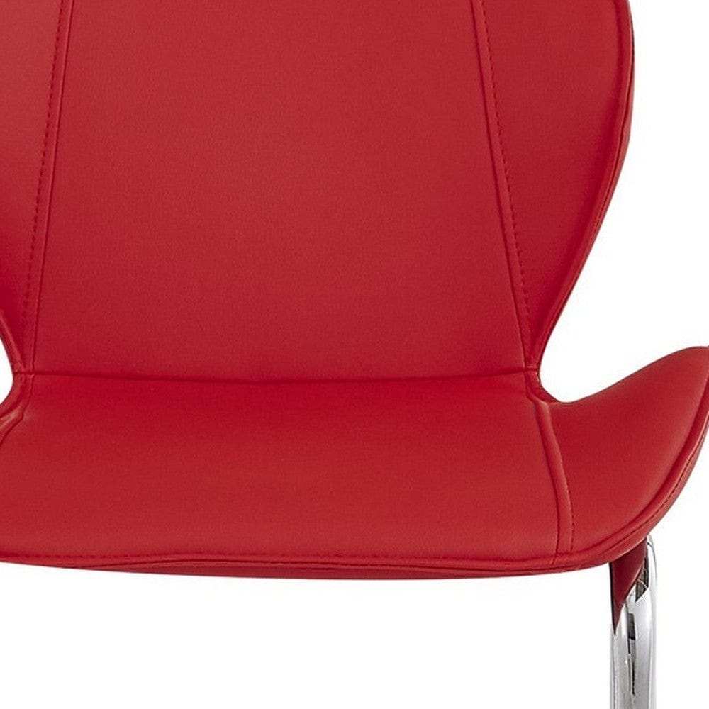 Set of Four 26 " Red And Silver Metal Low Back Bar Height Bar Chairs - Homeroots - Flyclothing LLC