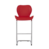 Set of Four 26 " Red And Silver Metal Low Back Bar Height Bar Chairs - Homeroots - Flyclothing LLC