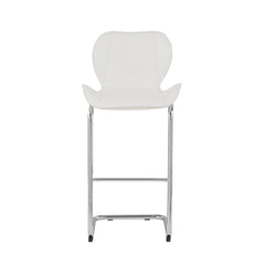 Set of Four 26 " White And Silver Metal Low Back Bar Height Bar Chairs - Homeroots