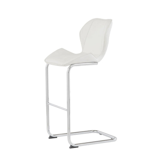 Set of Four 26 " White And Silver Metal Low Back Bar Height Bar Chairs - Homeroots