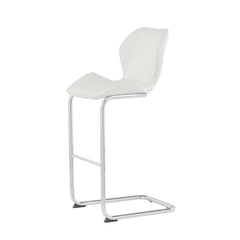 Set of Four 26 " White And Silver Metal Low Back Bar Height Bar Chairs - Homeroots