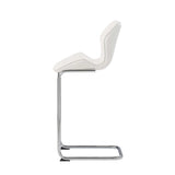 Set of Four 26 " White And Silver Metal Low Back Bar Height Bar Chairs - Homeroots