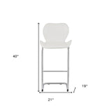 Set of Four 26 " White And Silver Metal Low Back Bar Height Bar Chairs - Homeroots - Flyclothing LLC