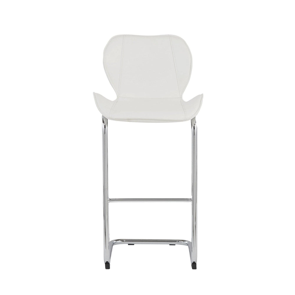 Set of Four 26 " White And Silver Metal Low Back Bar Height Bar Chairs - Homeroots - Flyclothing LLC