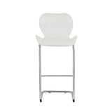 Set of Four 26 " White And Silver Metal Low Back Bar Height Bar Chairs - Homeroots - Flyclothing LLC
