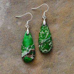 Natural Stone Copper Teardrop Earrings - Trendsi