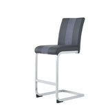 Set of Four 26 " Gray And Silver Metal Low Back Counter Height Bar Chairs - Homeroots
