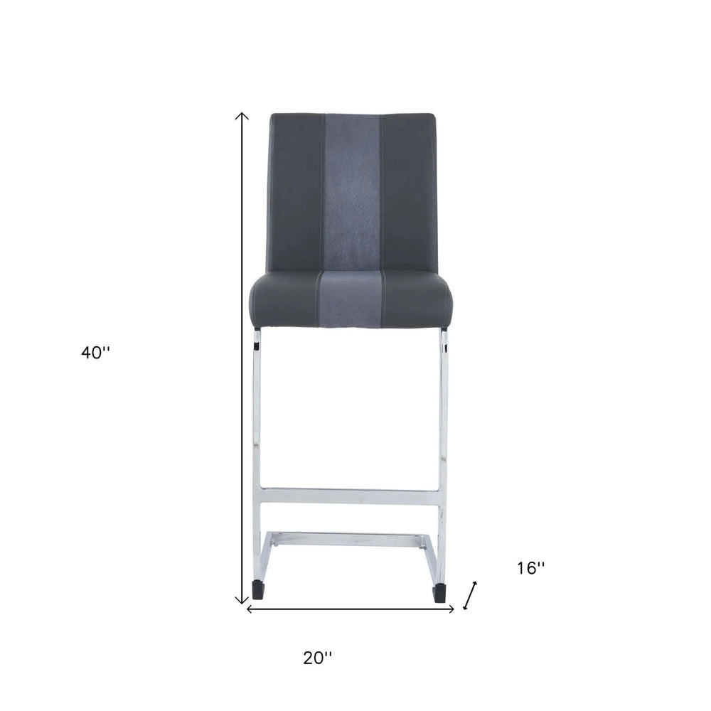 Set of Four 26 " Gray And Silver Metal Low Back Counter Height Bar Chairs - Homeroots - Flyclothing LLC