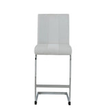 Set of Four 26 " White And Silver Metal Low Back Counter Height Bar Chairs - Homeroots