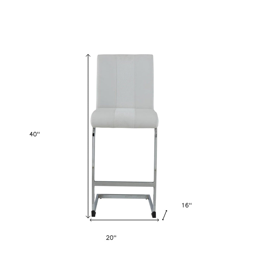 Set of Four 26 " White And Silver Metal Low Back Counter Height Bar Chairs - Homeroots - Flyclothing LLC