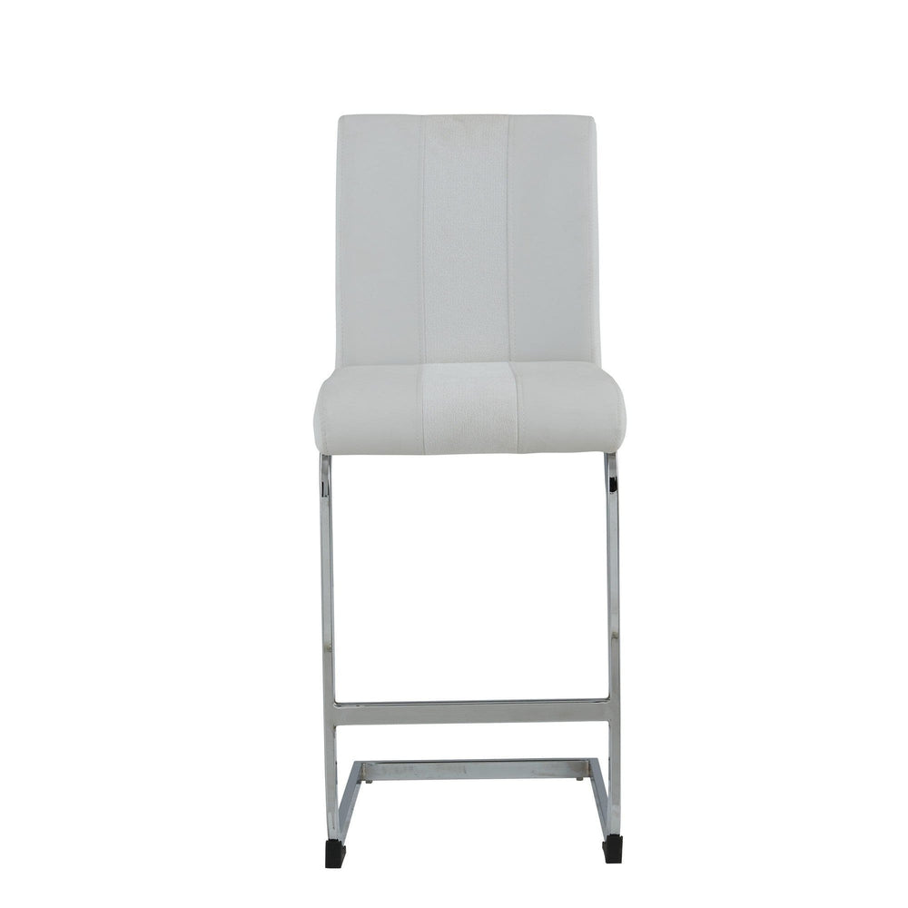 Set of Four 26 " White And Silver Metal Low Back Counter Height Bar Chairs - Homeroots - Flyclothing LLC