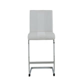 Set of Four 26 " White And Silver Metal Low Back Counter Height Bar Chairs - Homeroots - Flyclothing LLC