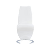 Set of Two White and Silver Upholstered Faux Leather Dining Parsons Chairs - Homeroots - Flyclothing LLC