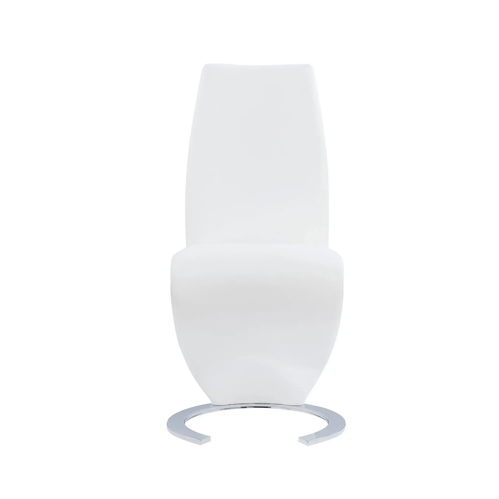 Set of Two White and Silver Upholstered Faux Leather Dining Parsons Chairs - Homeroots - Flyclothing LLC