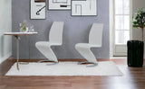 Set of Two White and Silver Upholstered Faux Leather Dining Parsons Chairs - Homeroots - Flyclothing LLC