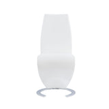 Set of Two White and Silver Upholstered Faux Leather Dining Parsons Chairs - Homeroots