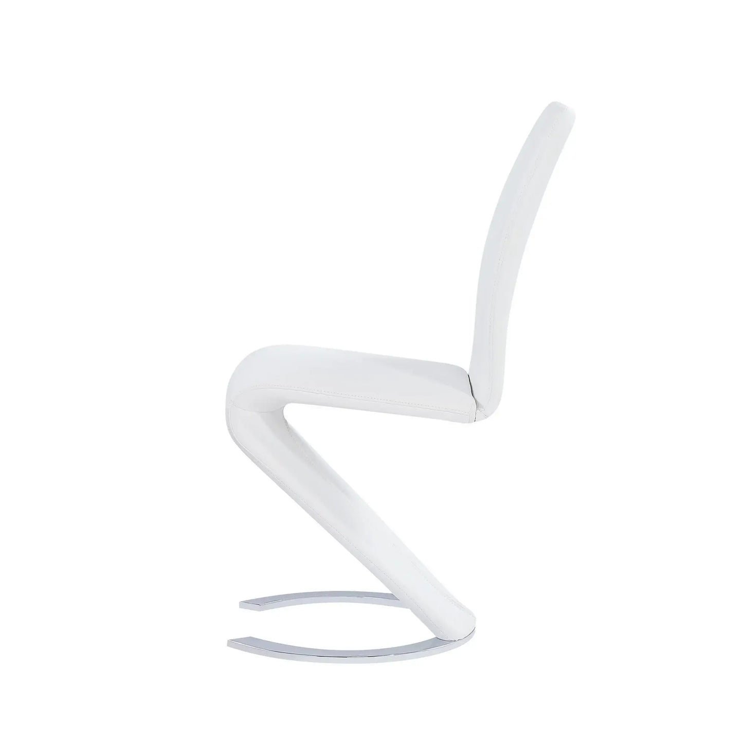 Set of Two White and Silver Upholstered Faux Leather Dining Parsons Chairs - Homeroots - Flyclothing LLC
